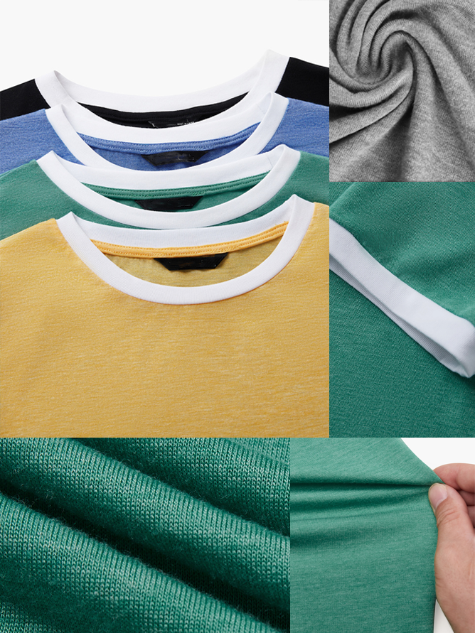 Regular Fit Cotton-Blend Split Joint Casual T-Shirt