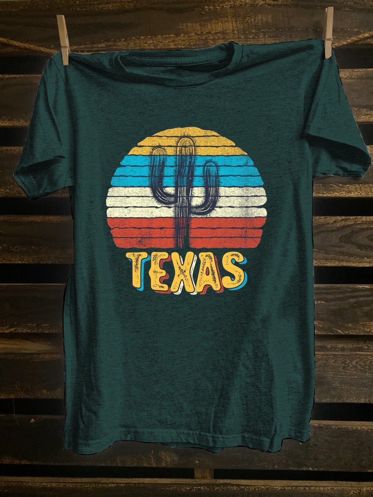 Western Style Cactus Crew Neck T-Shirt