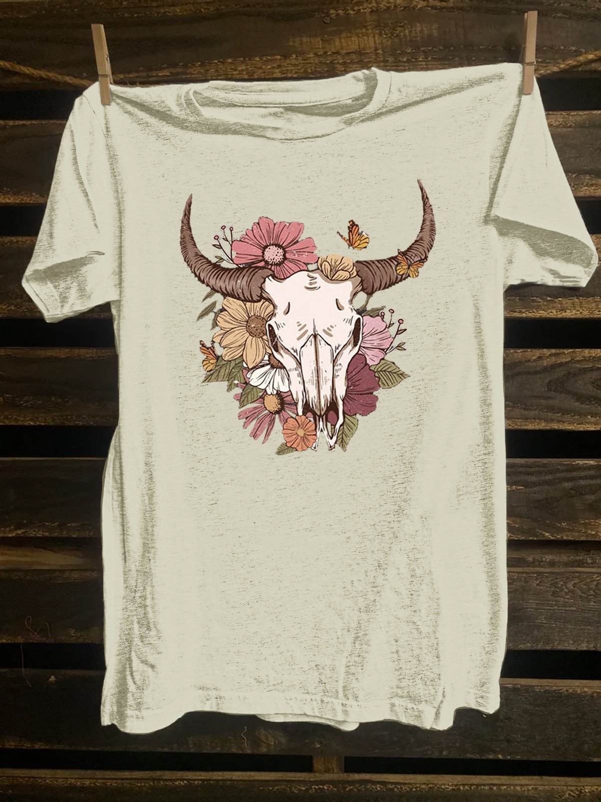 Western Style Cotton-Blend Crew Neck Loose T-Shirt