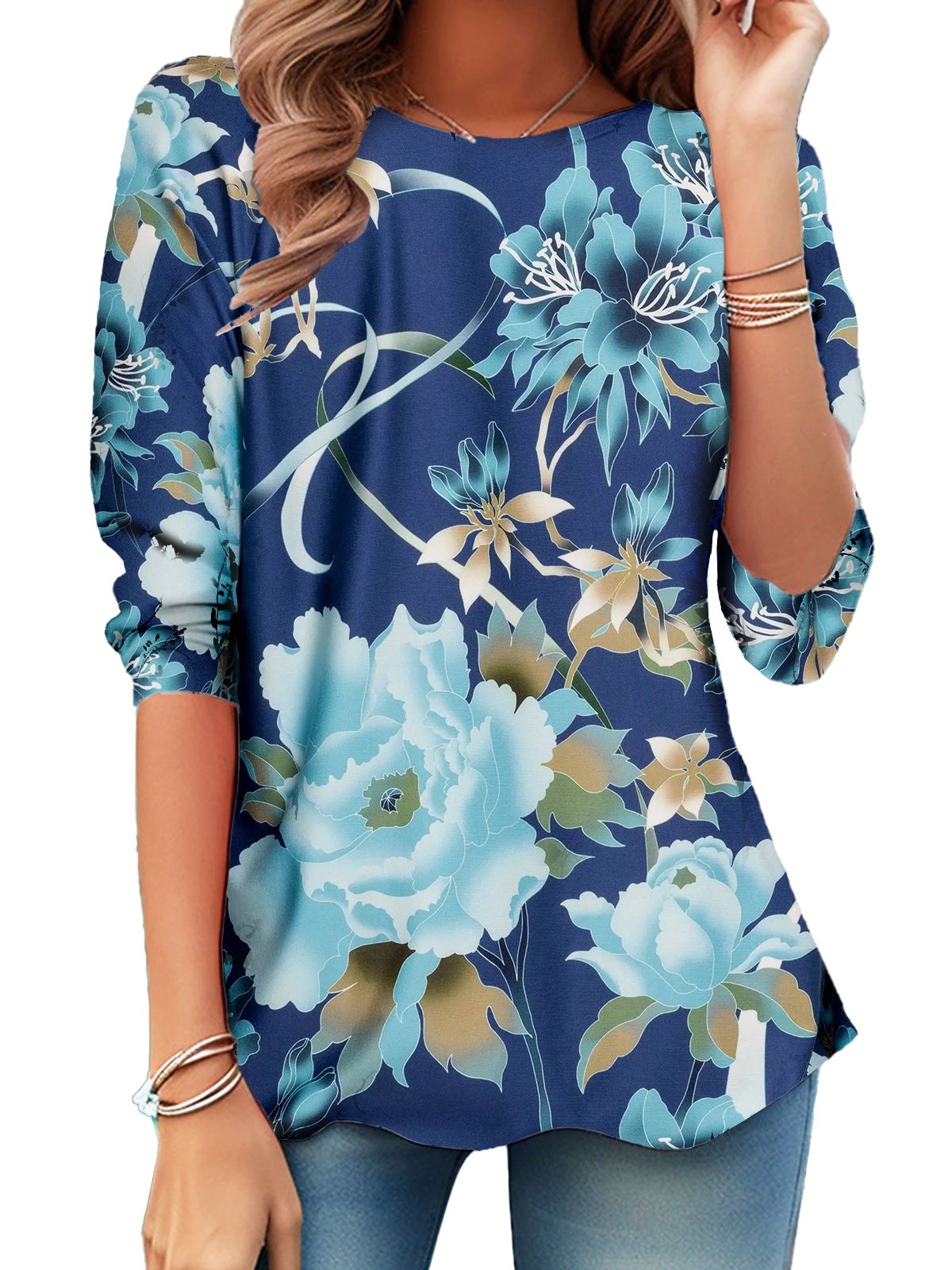 Women's Round Neck Long Sleeve T-shirt