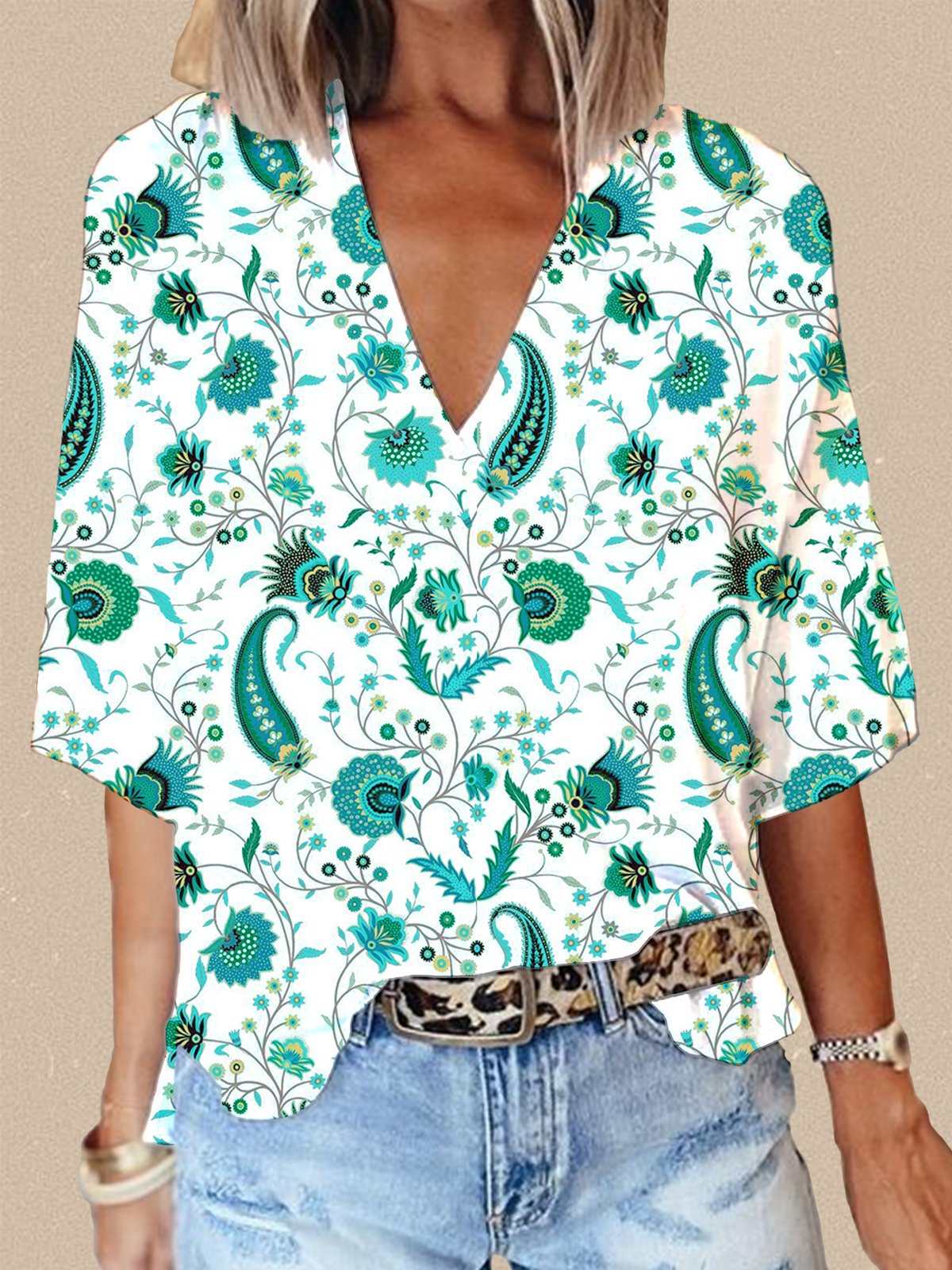 Women's Half Sleeve V Neck T-Shirt