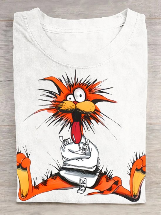 Cartoon Cotton-Blend Loose Casual T-Shirt