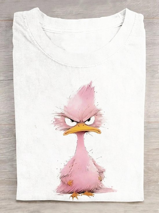 Casual Loose Crew Neck Duck T-Shirt