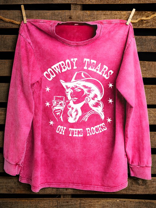 Western Style Distressing Cowgirl Tears On The Rocks Sweatshirt