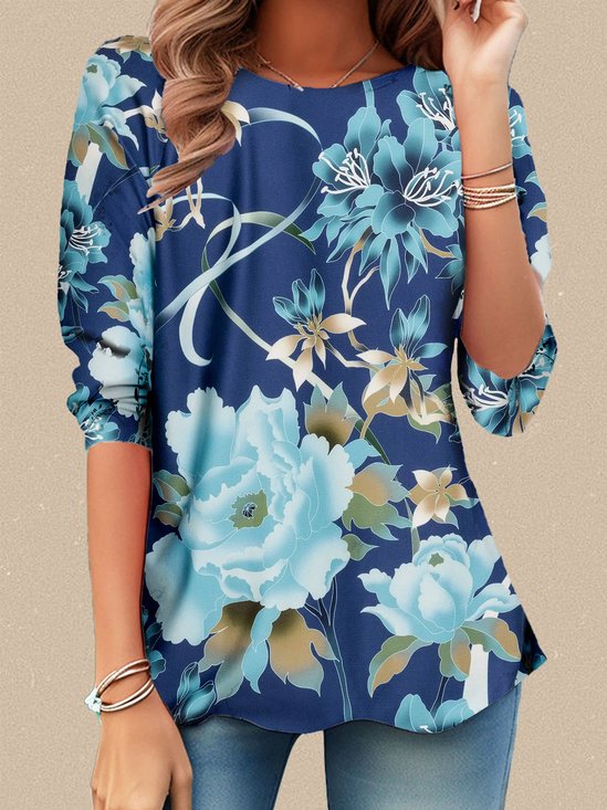 Women's Round Neck Long Sleeve T-shirt