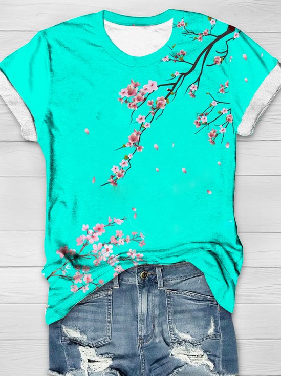 Loose Casual Floral Crew Neck T-Shirt