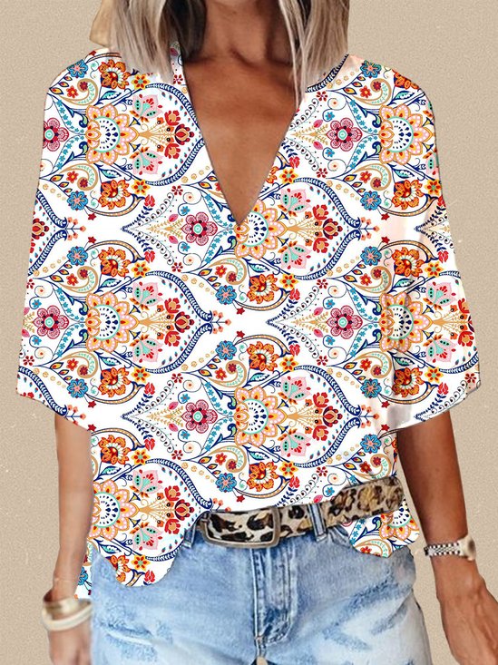 Women's Half Sleeve V Neck T-Shirt