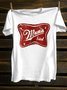 Cotton Western Style Loose Text Letters T-Shirt