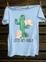 Cactus Cotton Loose Western Style T-Shirt