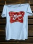 Cotton Western Style Loose Text Letters T-Shirt