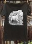 Loose Crew Neck Western Style T-Shirt