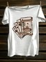 Crew Neck Western Style Scenery Cotton-Blend T-Shirt