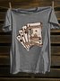 Crew Neck Western Style Scenery Cotton-Blend T-Shirt