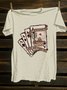 Crew Neck Western Style Scenery Cotton-Blend T-Shirt