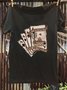 Crew Neck Western Style Scenery Cotton-Blend T-Shirt