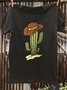 Western Style Crew Neck Cactus Printed T-Shirt