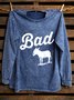 Crew Neck Western Style Loose Sweatshirt