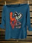 Crew Neck Cotton-Blend Western Style Text Letters T-Shirt