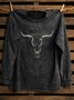 Western Style Loose Cotton Distressing Sweatshirt