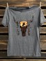 Western Style Loose Cotton-Blend Crew Neck T-Shirt