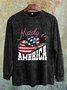 Distressing Western Style America Cowboy Hat Sweatshirt
