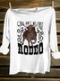 Loose Cotton-Blend Letter Pattern Western Style T-Shirt