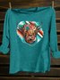 Crew Neck Cotton-Blend Western Style T-Shirt