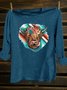 Crew Neck Cotton-Blend Western Style T-Shirt