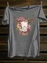 Western Style Cotton-Blend Crew Neck Loose T-Shirt