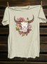 Western Style Cotton-Blend Crew Neck Loose T-Shirt