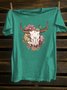 Western Style Cotton-Blend Crew Neck Loose T-Shirt
