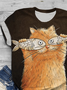 Casual Cat Crew Neck Jersey T-Shirt