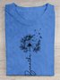 Text Letters Dandelion printed round neck long sleeved casual T-shirt