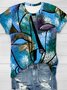 Abstract face print round neck short sleeved casual T-shirt