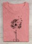 Text Letters Dandelion printed round neck long sleeved casual T-shirt