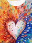 Abstract heart-shaped printed round neck short sleeved casual T-shirt