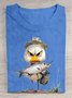 Loose Cotton Casual Duck And Fish T-Shirt