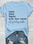 Loose Crew Neck Casual Text Letters T-Shirt
