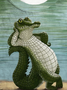 Funny Crocodile Print Casual Short Sleeve T-Shirt