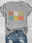 Casual Crew Neck Text Letters Cotton T-Shirt