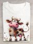 Funny cow print round neck T-shirt