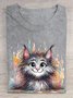 Cotton Casual Cat Loose T-Shirt