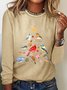 Christmas Birds Bird Lover Cardinal Casual Long Sleeve Shirt
