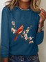 Cardinal Bird Casual Long Sleeve Shirt