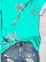 Loose Casual Floral Crew Neck T-Shirt
