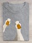 Casual Cotton Duck Loose Crew Neck T-Shirt