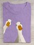 Casual Cotton Duck Loose Crew Neck T-Shirt