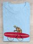 Sea Turtle print round neck casual T-shirt