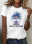 Cotton Casual Summer Animal Short Sleeve Loose Crew Neck H-Line Cotton35%; Polyester65% T-shirt