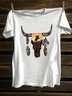 Western Style Loose Cotton-Blend Crew Neck T-Shirt